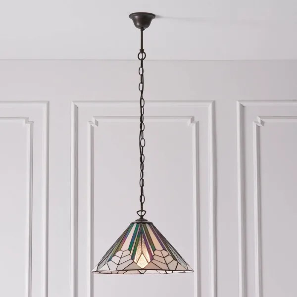 Endon 63937 - Tiffany ASTORIA láncos csillár, 1x E27/60W/230V, átmérő 40 cm