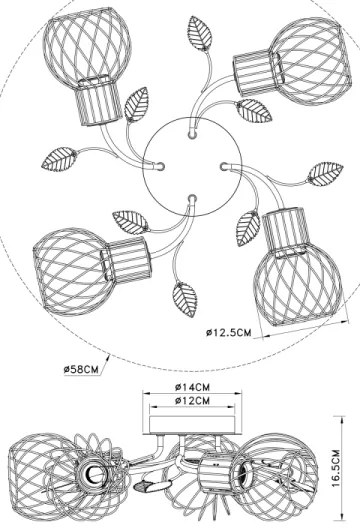Globo 54113-4D - Felületre szerelhető csillár LALLY 4xE27/40W/230V