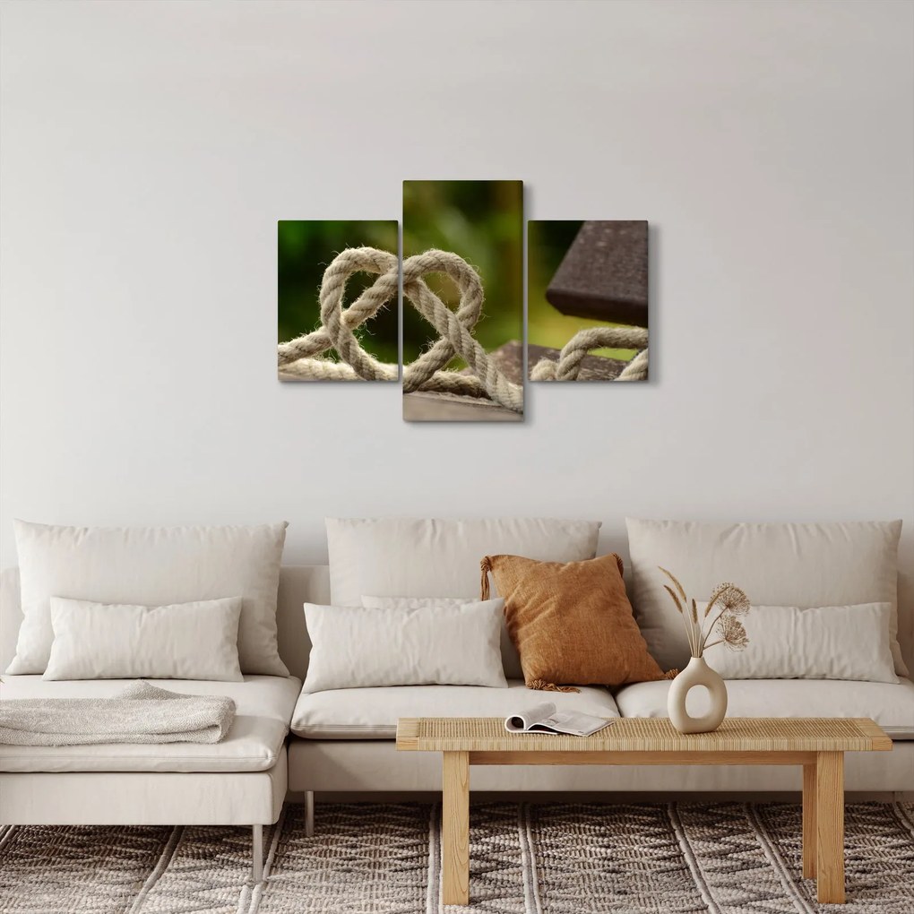 Szív kötélből képe (90x60 cm)
