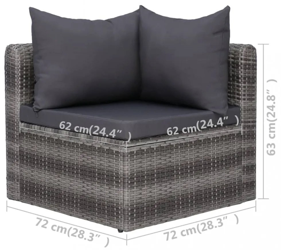 2 db szürke polyrattan kerti sarokkanapé