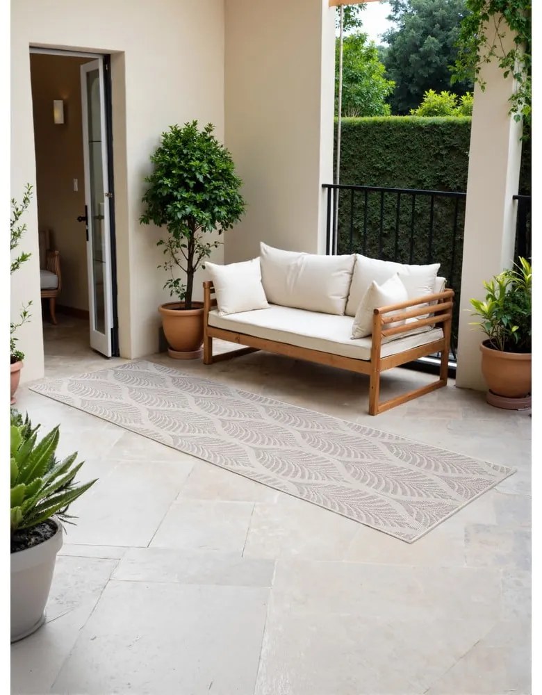 Szürke-elefántcsont színű kültéri-beltéri futószőnyeg 80x250 cm Duet Liora – NORTHRUGS