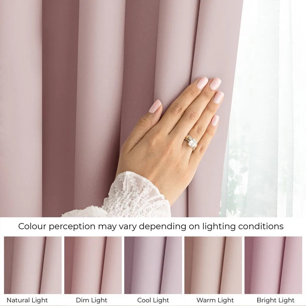 Törtrózsaszín dimout (részleges sötétítő) függöny 140x250 cm Carli Tie – Restilo