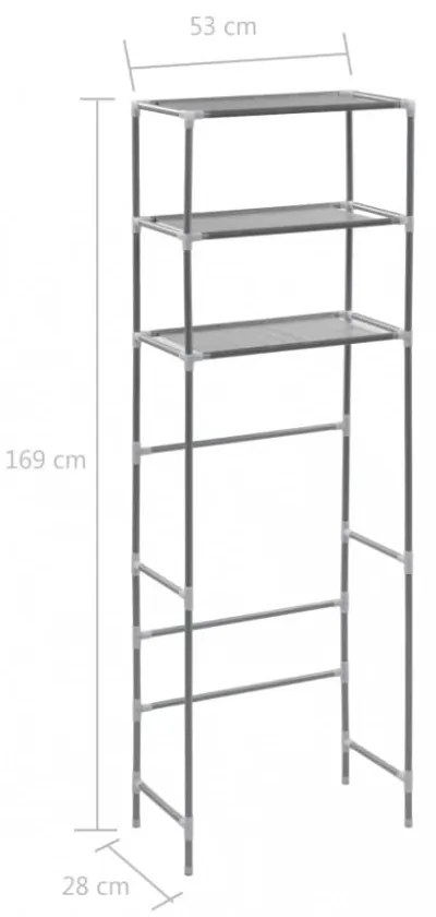 3-szintes ezüstszínű alumínium tárolóállvány 53 x 28 x 169 cm