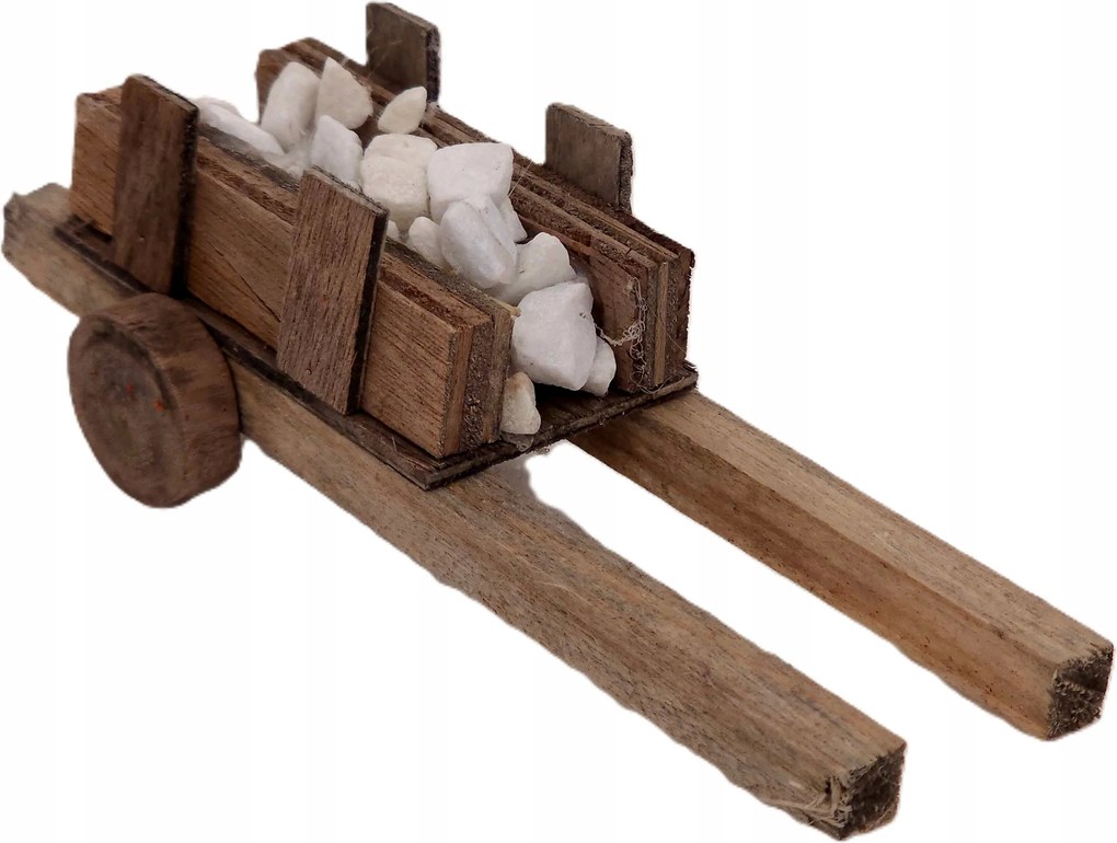 Fából Készült Utánfutó Kövekkel Betlehemhez- 13cm hosszú 11-13cm-es figurákhoz