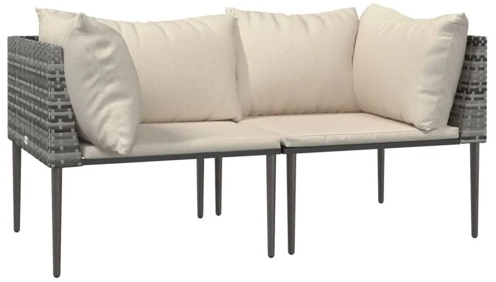 vidaXL 2 db szürke polyrattan kerti sarokkanapé párnával