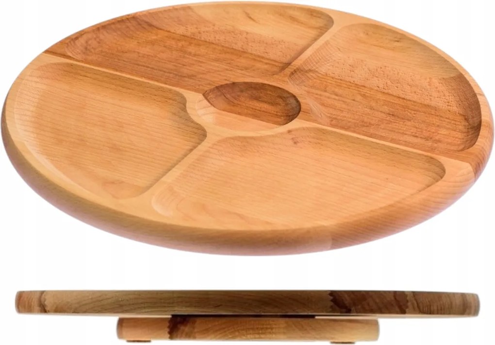 Kerek forgó bükkfa deszka felvágott sajtokhoz 33cm