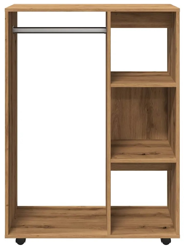 kézműves tölgy színű szerelt fa ruhásszekrény 80 x 40 x 110 cm