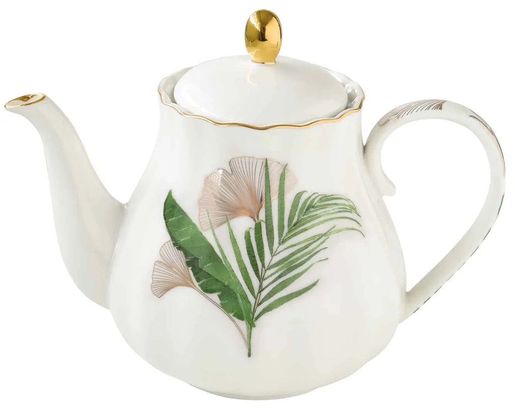 Porcelán ginkgo leveles teáskanna Exotique