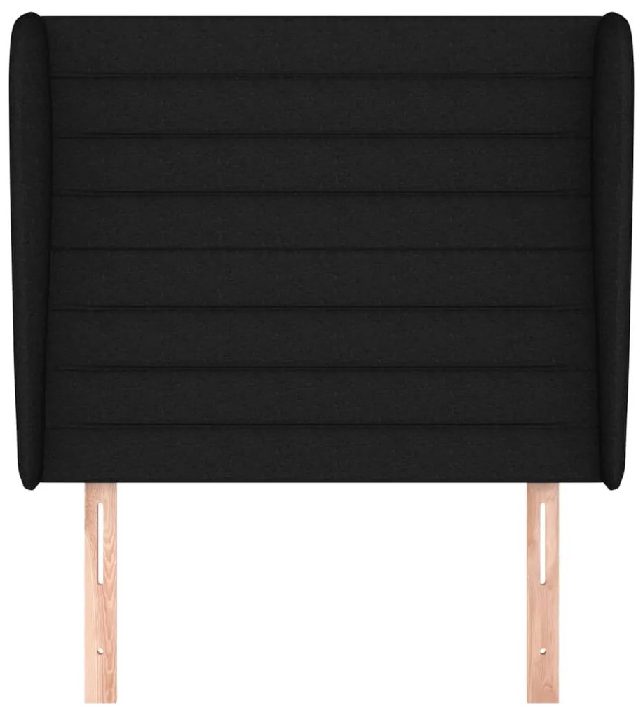 fekete szövet fejtámla szárnyakkal 83 x 23 x 118/128 cm