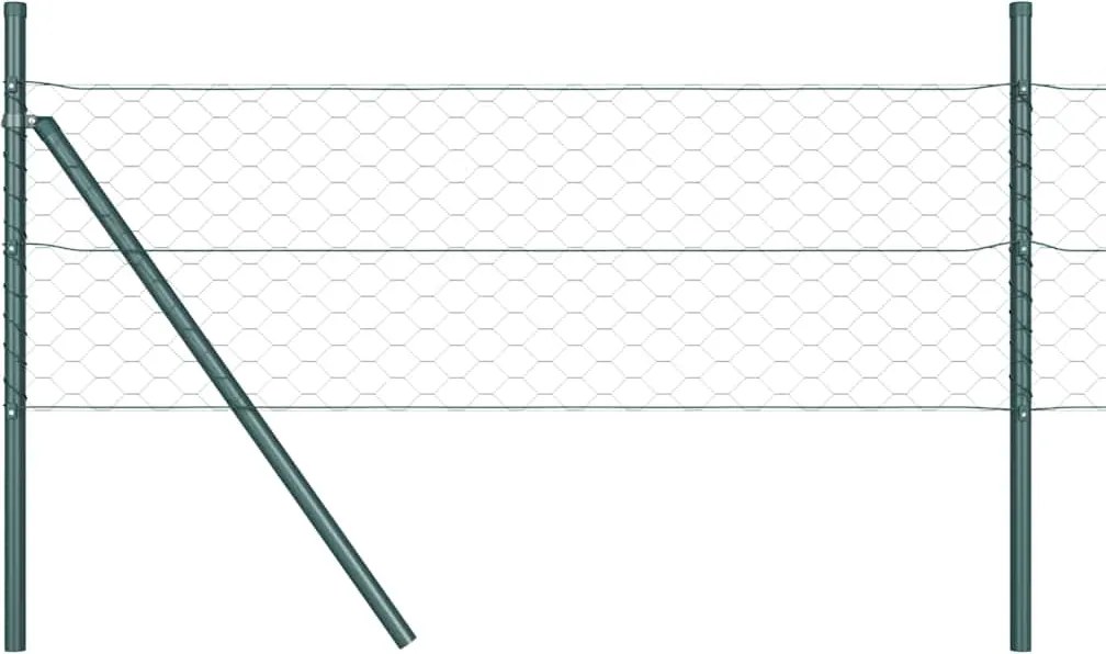 vidaXL Kerítésoszlop Zöld 50 x 1,4 m (50 mm mesh) Acél és PVC