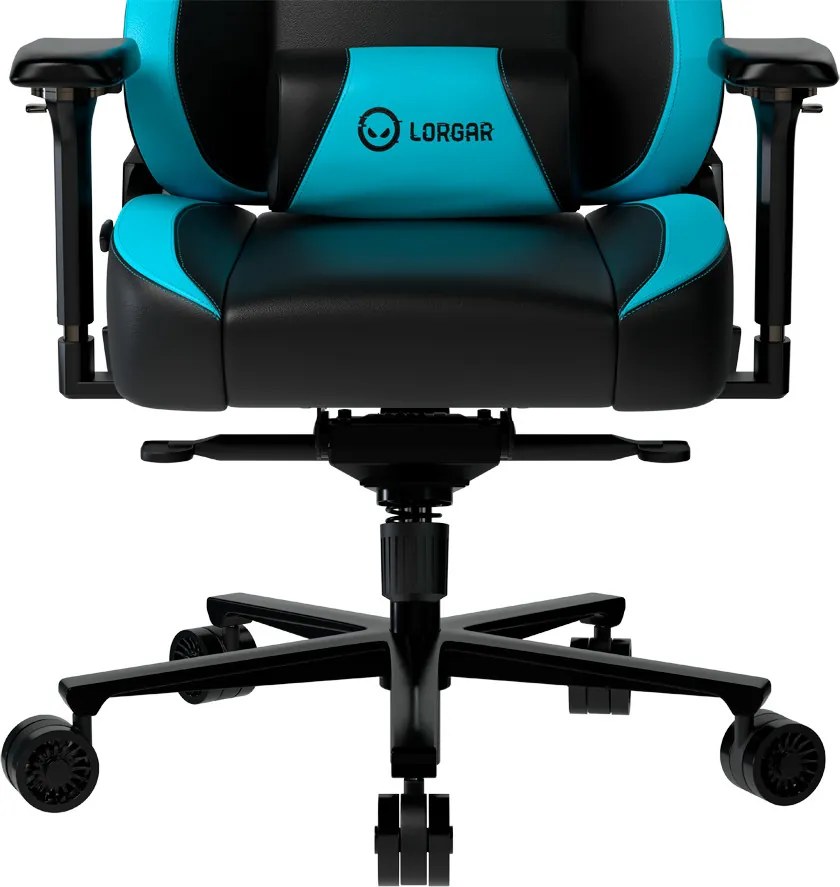 LORGAR Gamer szék, multiblokk mechanizmus, 4D karfák, 5 csillagos alumínium láb, 4-es osztályú gázlift, műbőr, fekete-kék