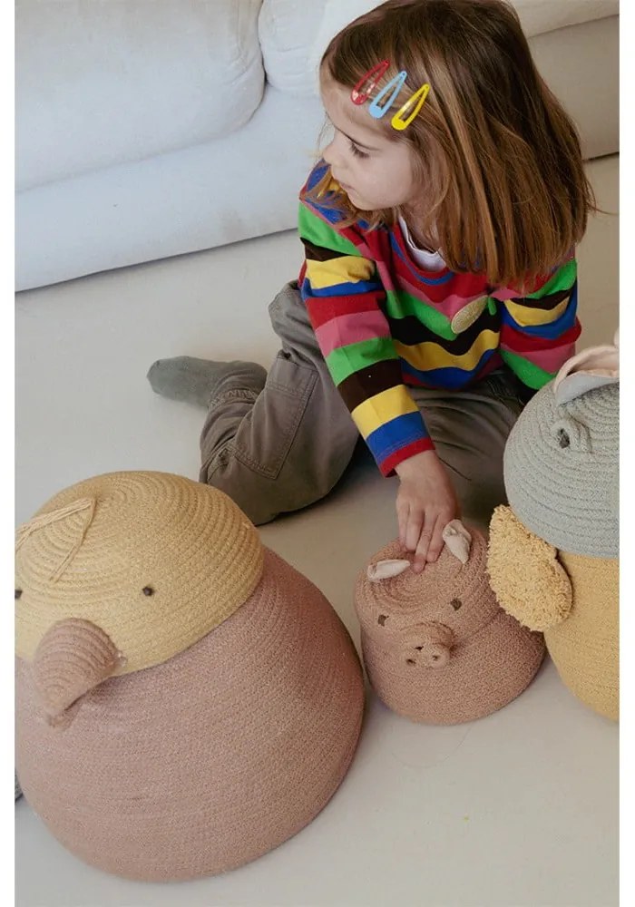 Világos rózsaszín textil játéktároló kosár ø 17x15 cm Mini Peggy the Pig – Lorena Canals