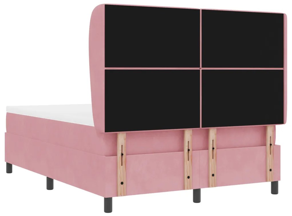 Boxspring Ágy Matrac Szett Rózsaszín 160x200 cm Bársony