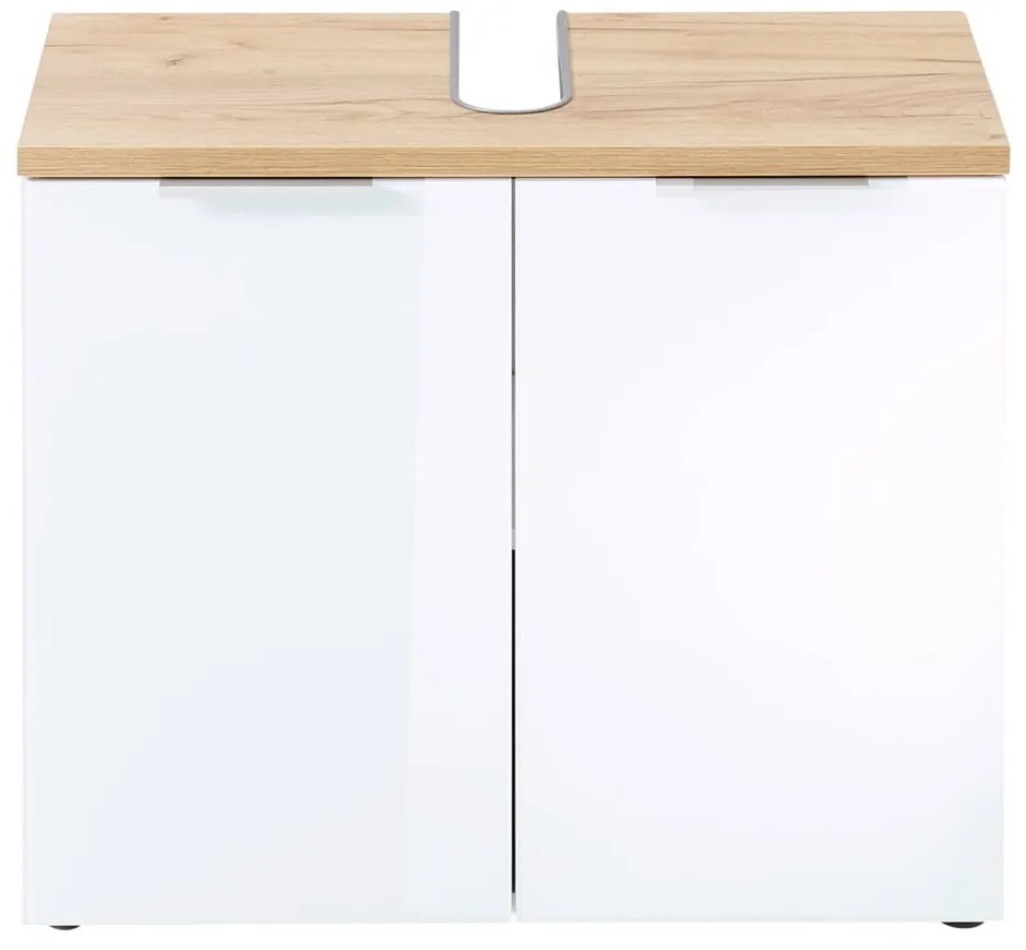 Fehér mosdó alatti szekrény tölgyfa dekorral 70x58 cm Pescara – Germania