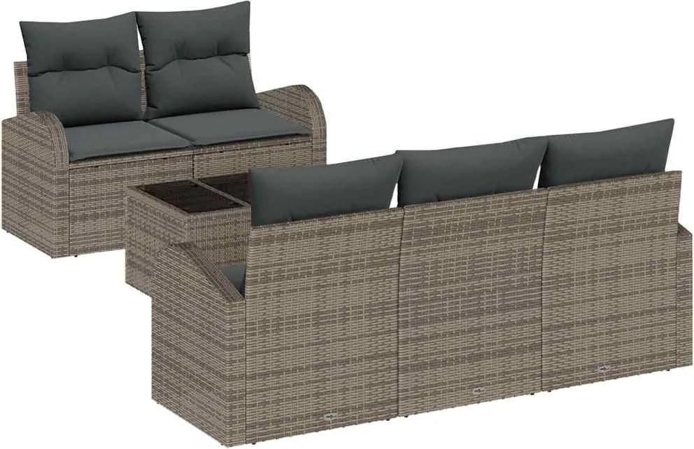 vidaXL Kerti Kanapé Szett Szürke 55 x 55 x 37 cm polirattan