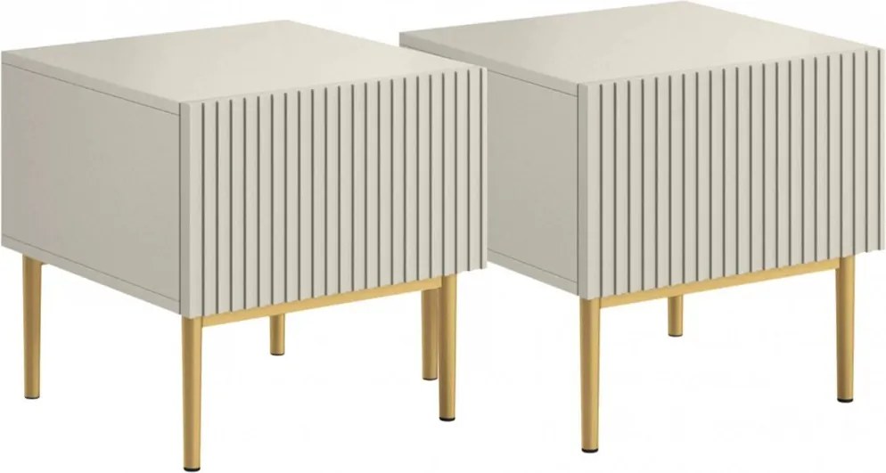 Nicole éjjeliszekrény készlet 46 cm - kasmír / arany lábak