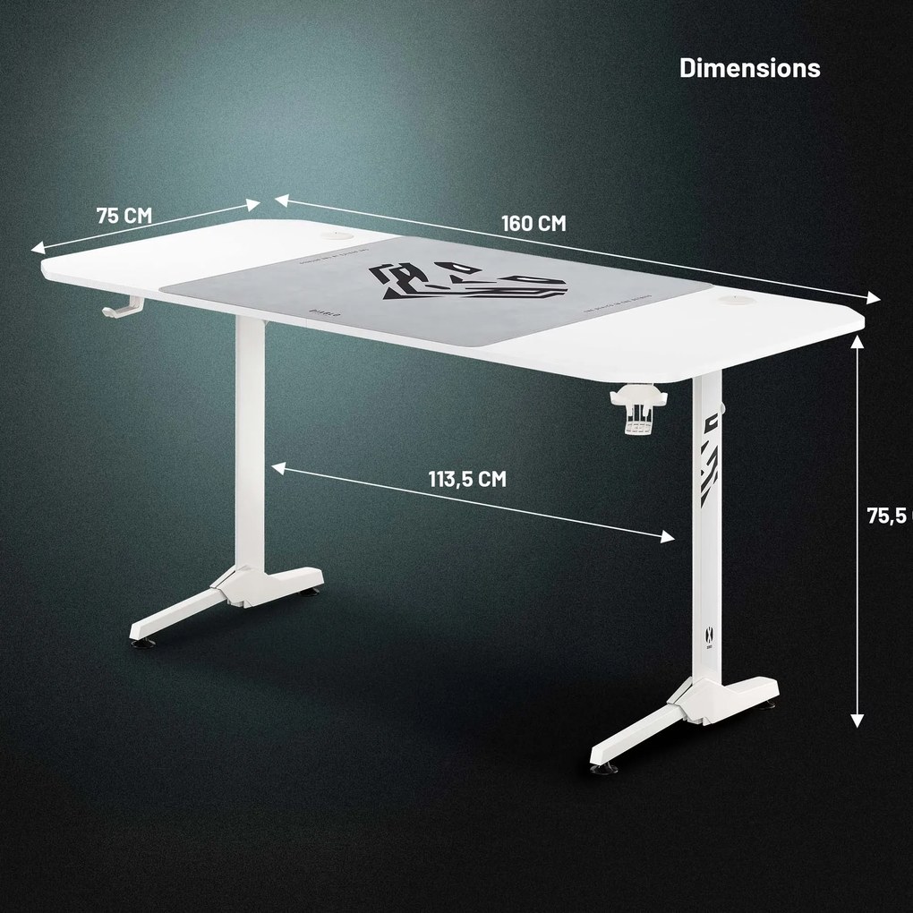 X-Mate fehér irodai és gamer íróasztal, 160x75x75 cm, Doablo Chairs