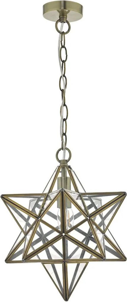 DAR LIGHTING ILA8675 ILARIO Klasszikus Függesztett Lámpa Antik Sárgaréz, Átlátszó E27 IP20