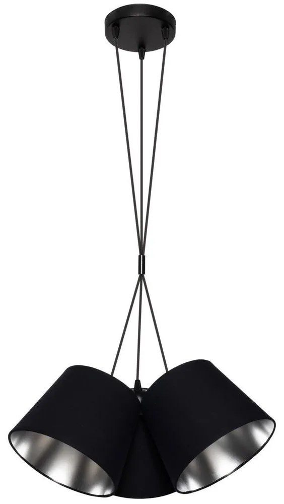 Csillár zsinóron ZOMA 3xE27/60W/260V fekete/fényes króm