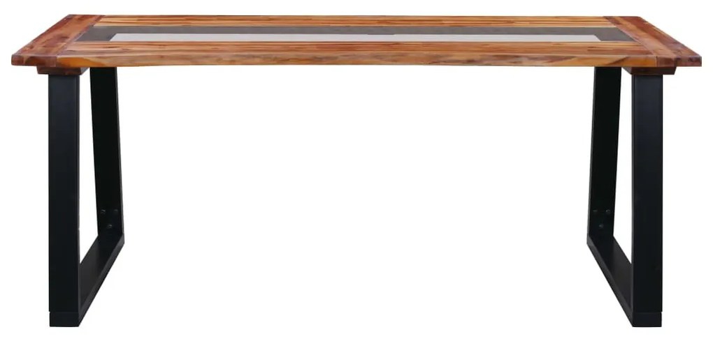 Tömör akácfa és üveg étkezőasztal 180 x 90 x 75 cm