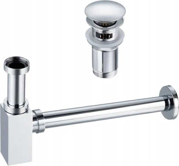 Parafa szett Klikk Klak C túlfolyóval Króm+Négyzet alakú szifon Króm