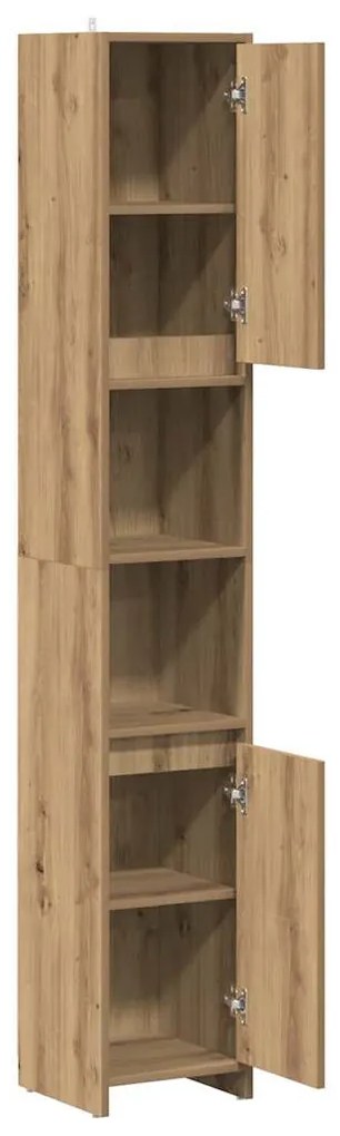 kézműves tölgy színű szerelt fa fürdőszobaszekrény