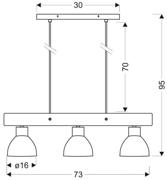 Csillár zsinóron VARIO 3xE27/60W/230V Nyírfa