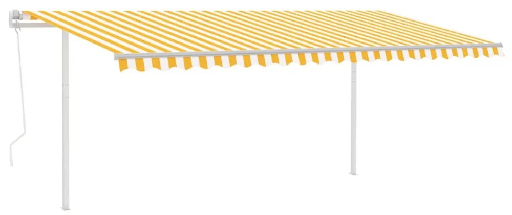 sárga-fehér szélérzékelős és LED-es napellenző 5 x 3 m