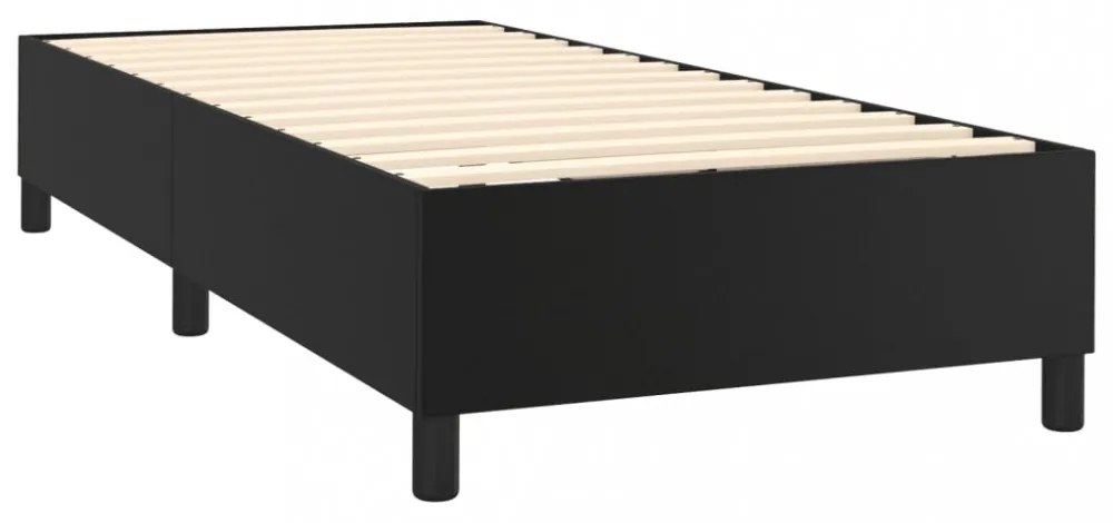 fekete műbőr rugós ágy matraccal és LED-del 90x200 cm