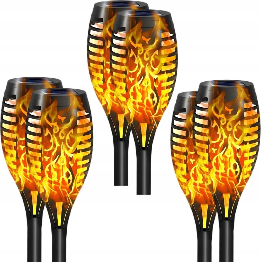 6x Napelemes kerti lámpa Led Fáklya Lámpa Beszúrható Láng