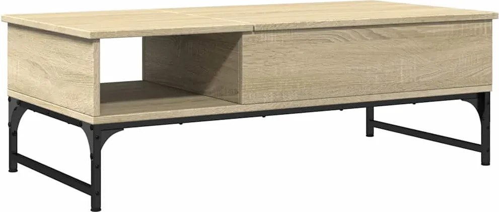 vidaXL sonoma tölgy szerelt fa és fém dohányzóasztal 100 x 50 x 35 cm