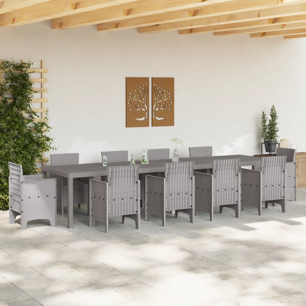 Kerti Asztal Világosszürke 350x100x73 cm Poly Rattan