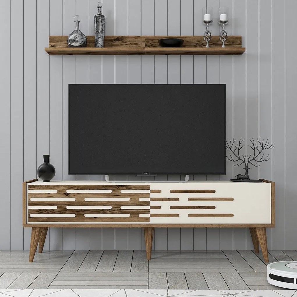 Valensiya TV-állvány, dió-krém, 140 cm