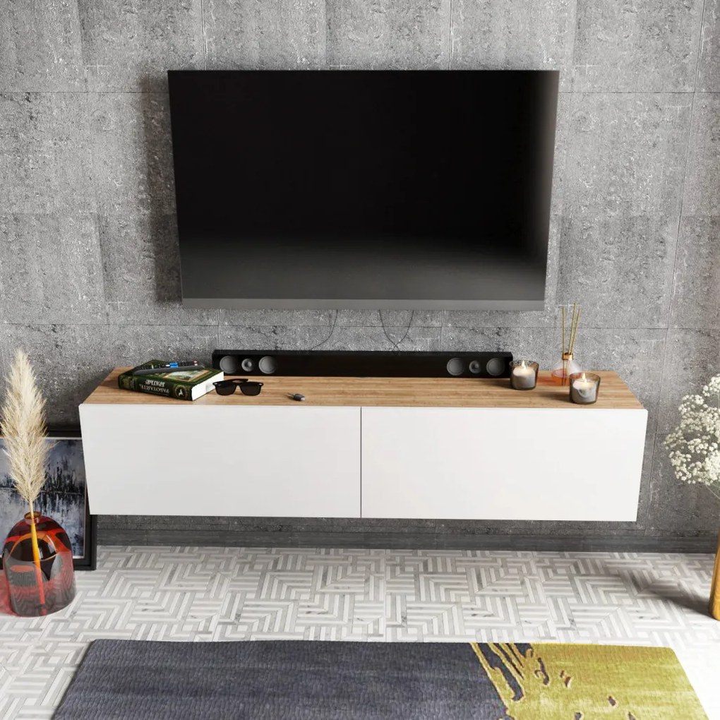 Poling TV-állvány, fehér-dió, 159,7 cm