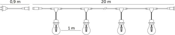 LED Kültéri dekoratív lánc BAJA ST64 20xE27/1W/230V 20,9m IP44 meleg fehér