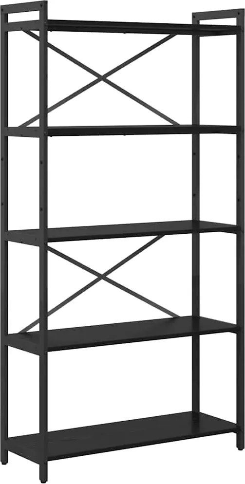 vidaXL Könyvespolc Fekete tölgy 80 x 30 x 155 cm Faanyag
