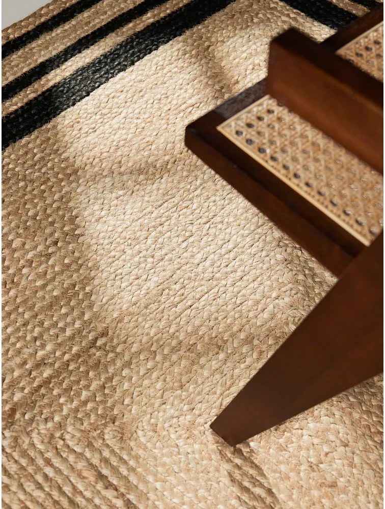 Fekete-natúr színű kétoldalas-kézi szövésű juta szőnyeg 120x170 cm Jutta – Hanse Home