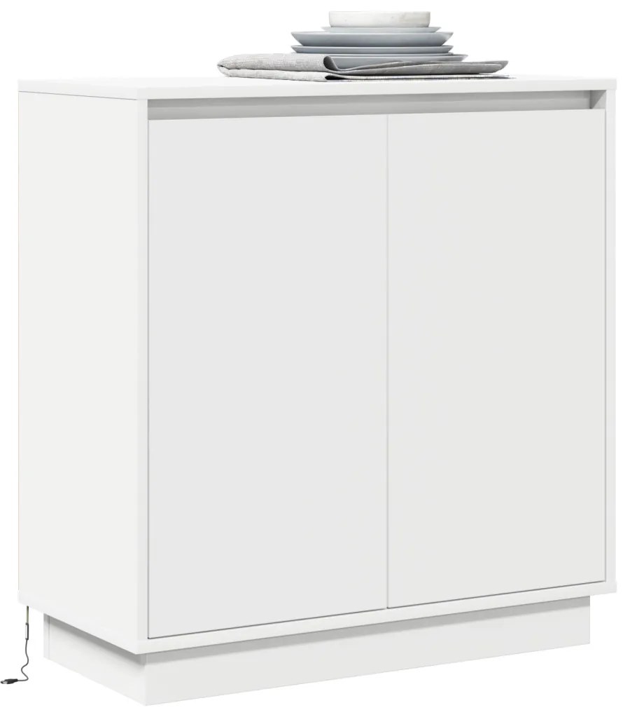 LED éjjeliszekrény Fehér - 71x34.5x75 cm, Mérnökfából készült