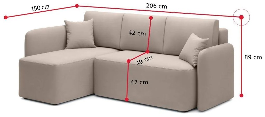 HUDSON sarok ülőgarnitúra, 206x150x89, 18SO, jobb