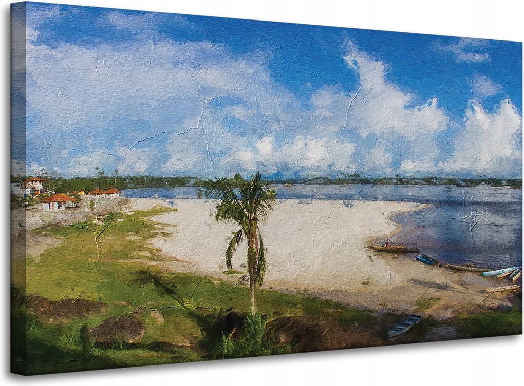 Vászonkép Tengerpart Víz Pálma Nap Tó 100x60 cm