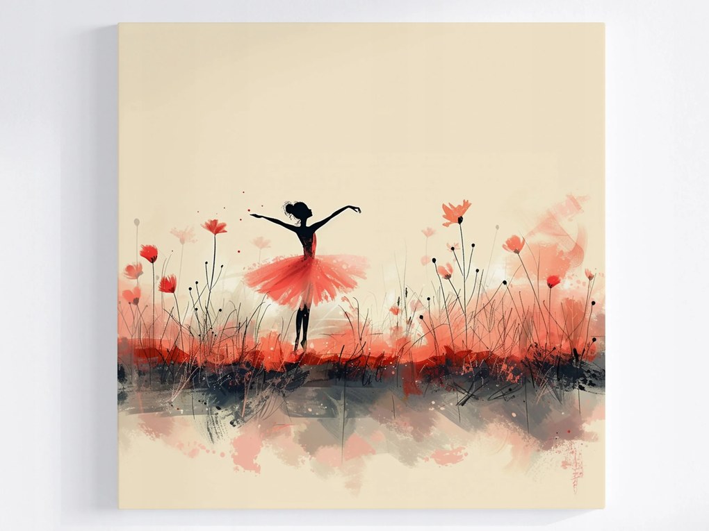 Canvas Vászonkép Gyerek Lány Tánc Balett Rét Virágok 80x80