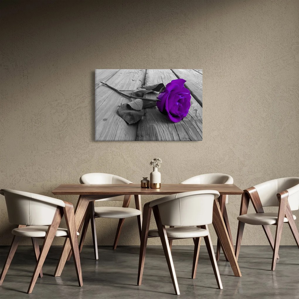 Kép - Lila rózsa zöld szárral (90x60 cm)