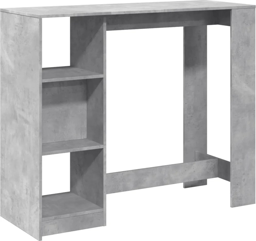 vidaXL betonszürke szerelt fa bárasztal polccal 124 x 46 x 103,5 cm