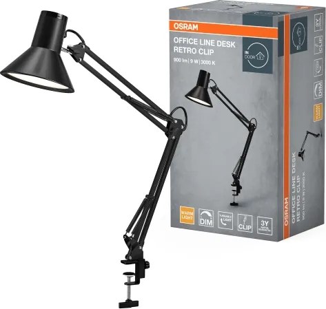 Osram -LED Dimmelhető asztali lámpa csíptetővel OFFICE LINE LED/9W/230V 3000K fekete