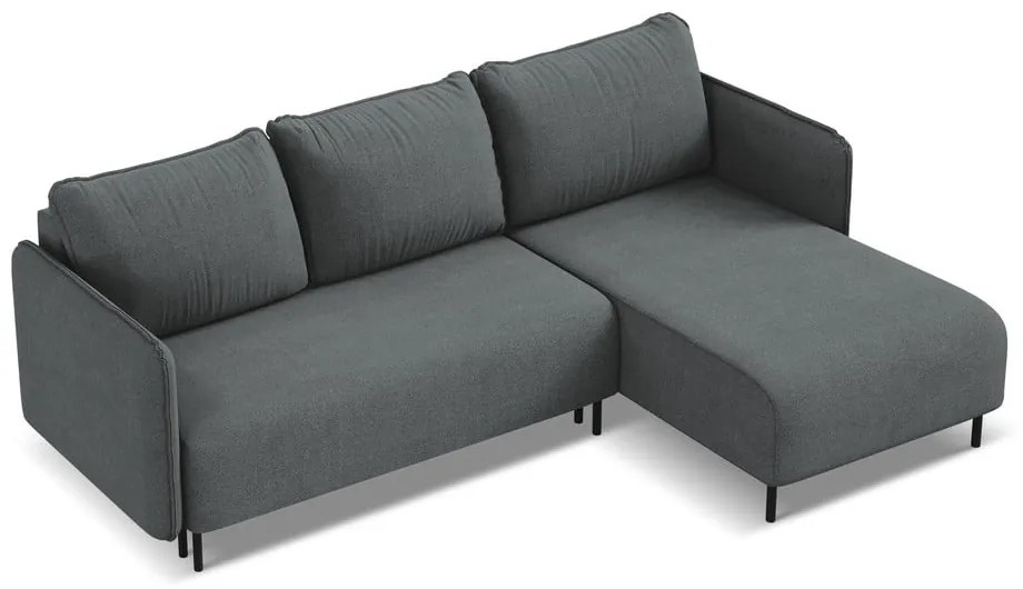 Sötétszürke kinyitható-tárolóhelyes sarokkanapé (jobb oldali) Luana – Makamii
