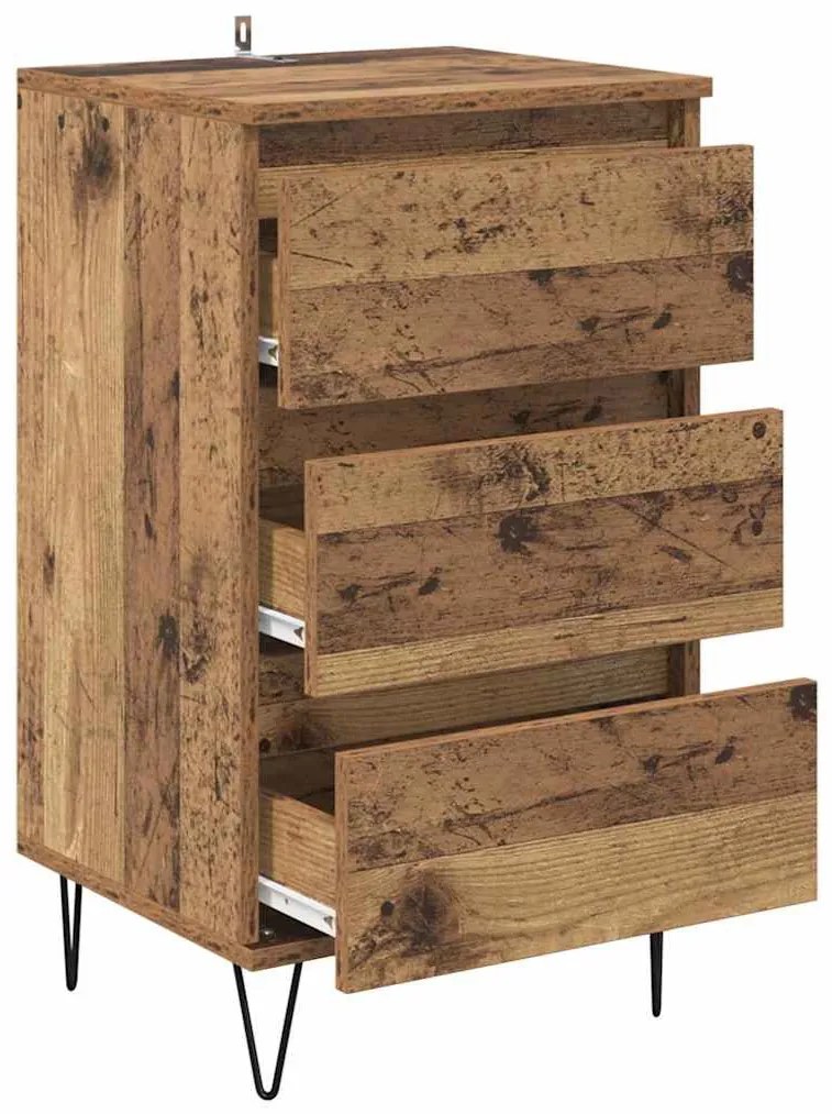 Széf fiókkal Öreg fa 40 x 35 x 70 cm Műszaki fa és vas