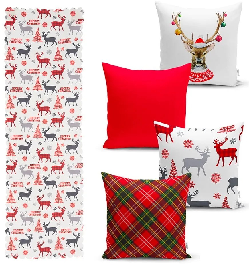 Christmas Ornamets 4 db karácsonyi párnahuzat és asztali futó szett - Minimalist Cushion Covers