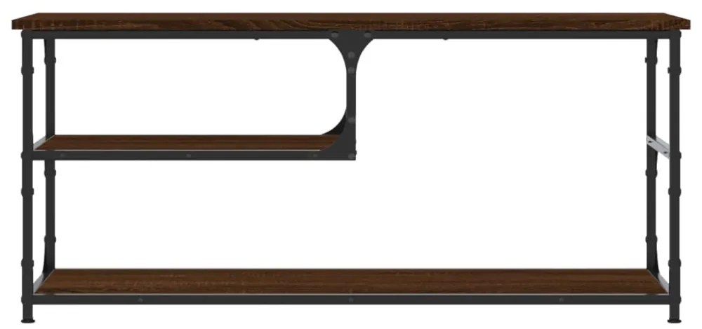 barna tölgy színű szerelt fa és acél TV-szekrény 103x38x46,5 cm