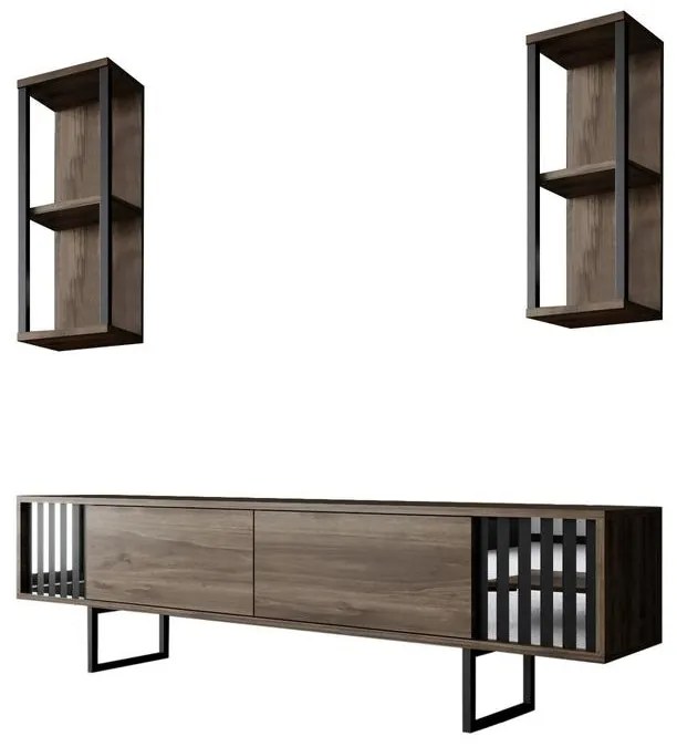 TV szekrény Chrome Line - Walnut, Black