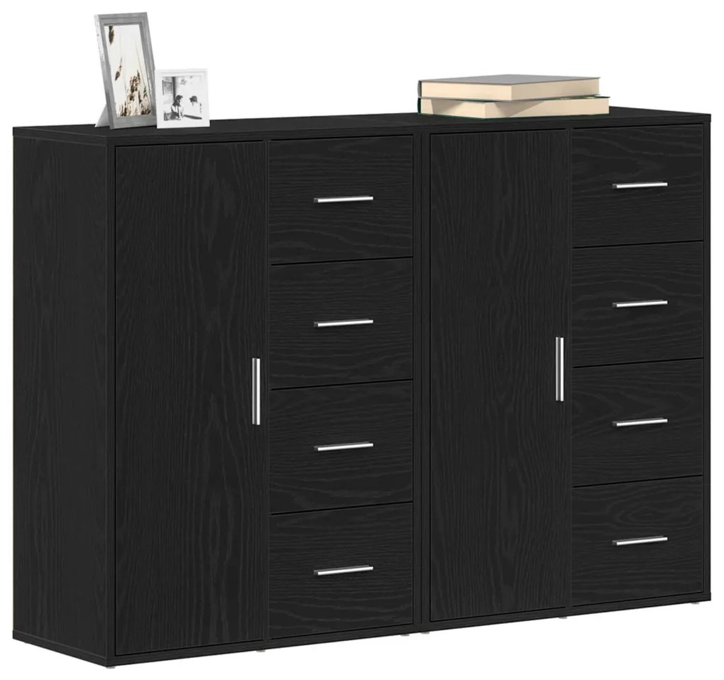 Oldalszekrények 2 db Fekete Tölgy 60x31x84 cm Műgyanta